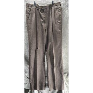 Vtg John Weitz 100% Pure Wool Dress Pants Men’s 36x31 Brown Pleated Trousers